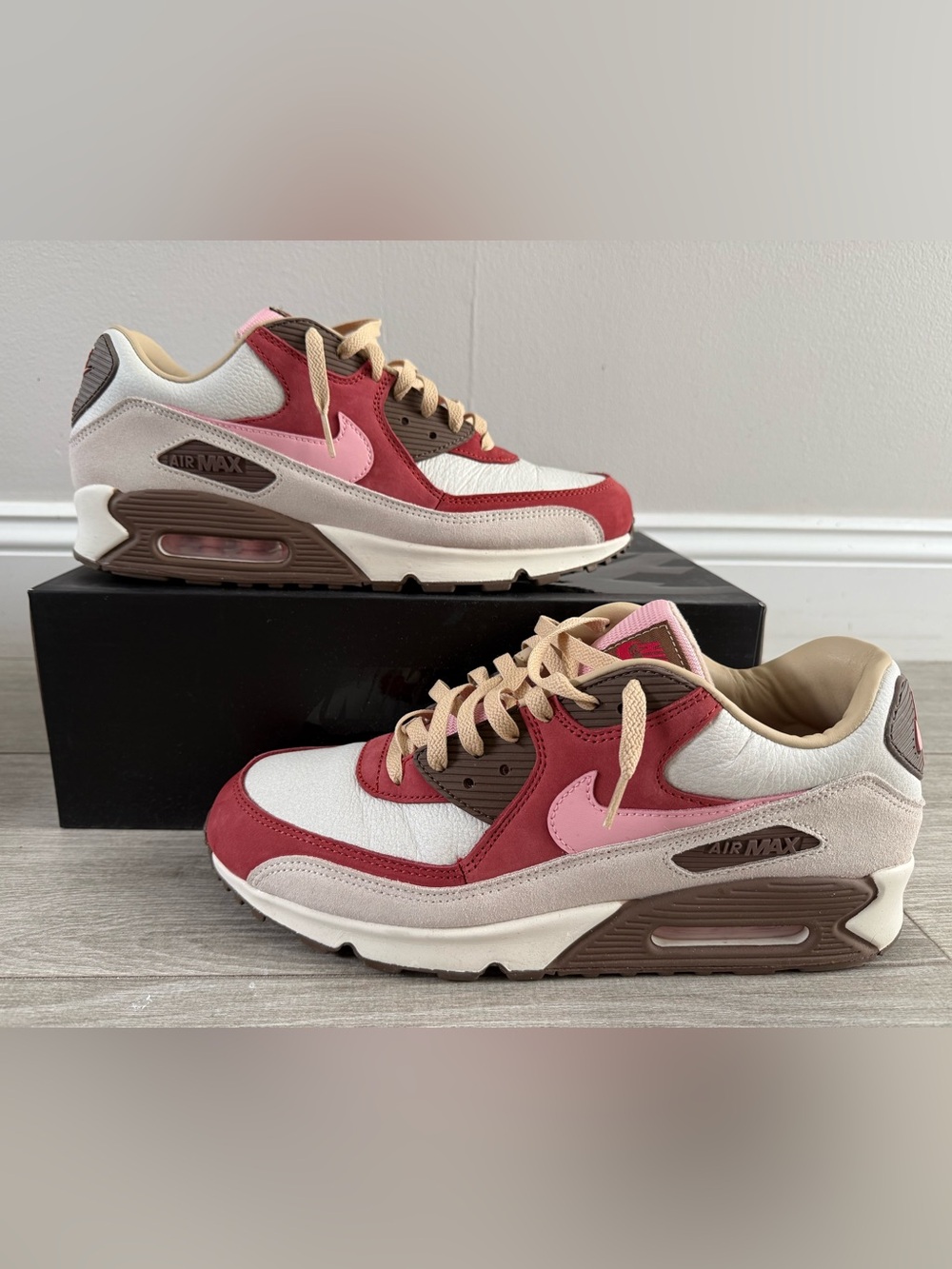 DQM Nike Air Max 90 NRG Bacon CU1816-100 Sail Sheen Straw Medium Brown 12 Used